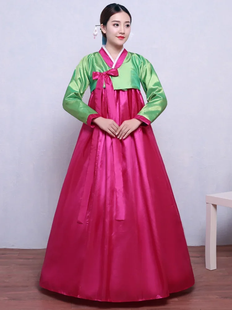 Hanbok Korean Multicolor Traditional Korean Hanbok Dress Female Korean Folk Stage Dance Costume Korea Traditional Costume 한복