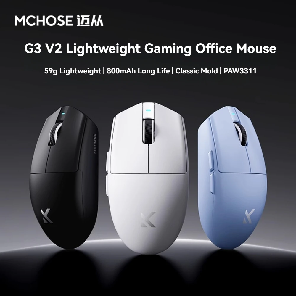 

MCHOSE G3 V2 Gaming Mouse Wireless Tri-mode PAW3311 12000DPI Large 800mAh Battery Custom Lightweight Office Gaming Mouse Gifts