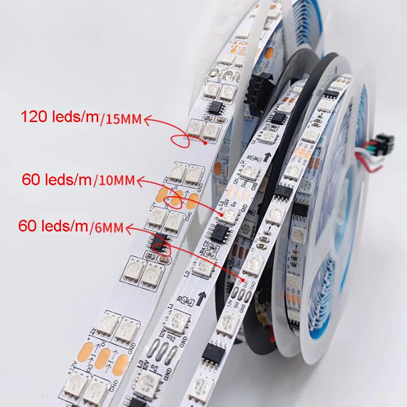 

5m 12v Narrow 6mm 10mm 15mm 5050 WS2811 Full Color LED Strip 120 leds/m 60 leds/m Programmable Running Water Pixel Flexible Tape