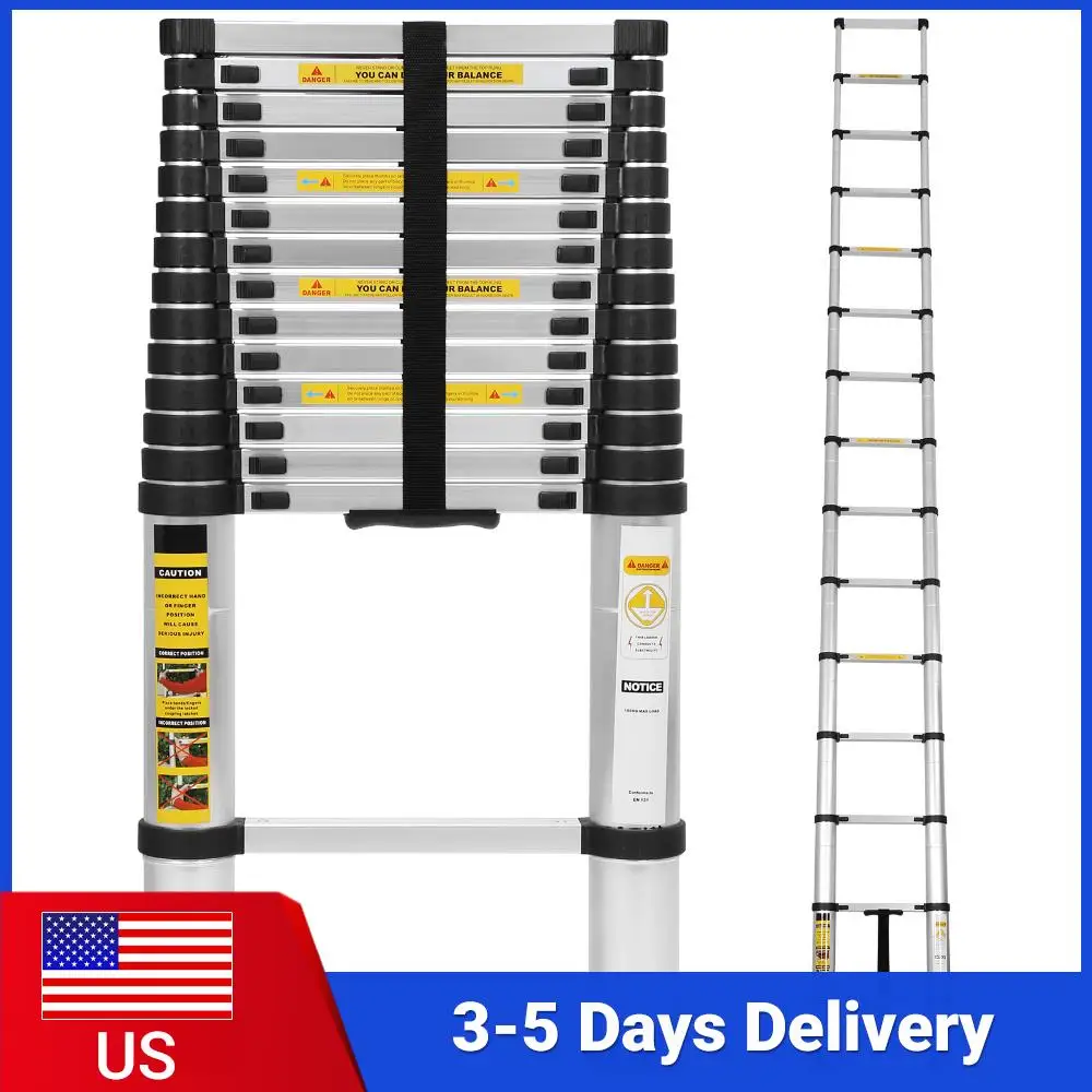 

Телескопическая лестница 4,4 м для улицы с 2 треугольными стабилизаторами, многофункциональная, выдвижная, противоскользящая, для обслуживания дома и садоводства
