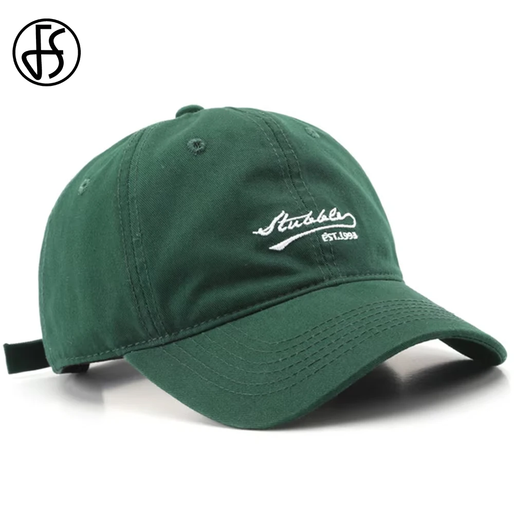 

FS Green Beige Cotton Baseball Caps For Men Women Autumn Streetwear Trucker Hats Letter Embroidery Hip Hop Cap Gorras Hombre