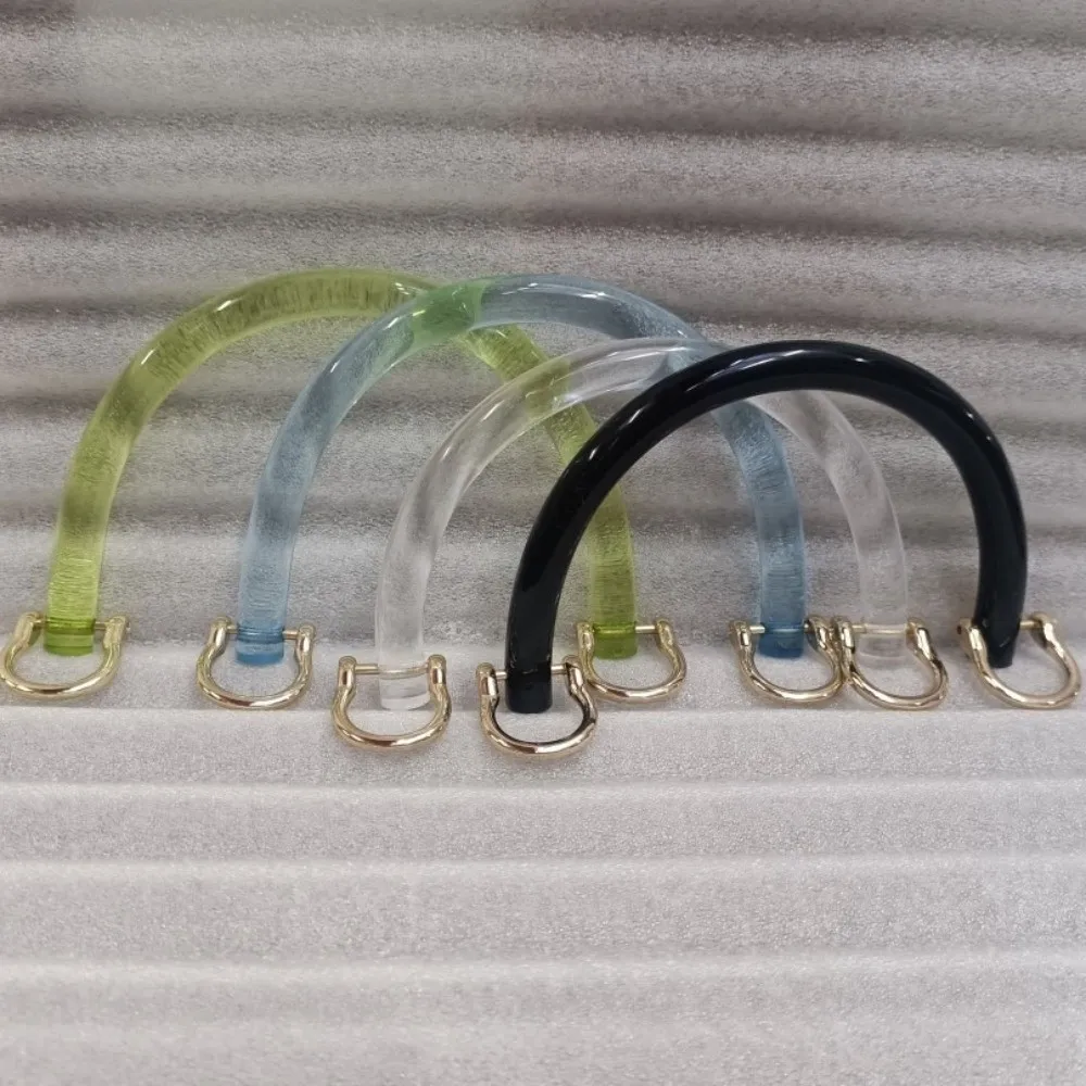 Versatile Transparent Bag Handle Acrylic U-Shaped Woven Bag Handle with D Buckle DIY Replace Parts Bag Accessories