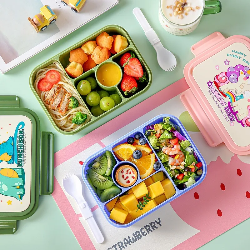 Bento Lunch Food Box for Kids Children Lancheira Infantil Escolar Leak-Proof Toddlers Student for School with Removable Divider