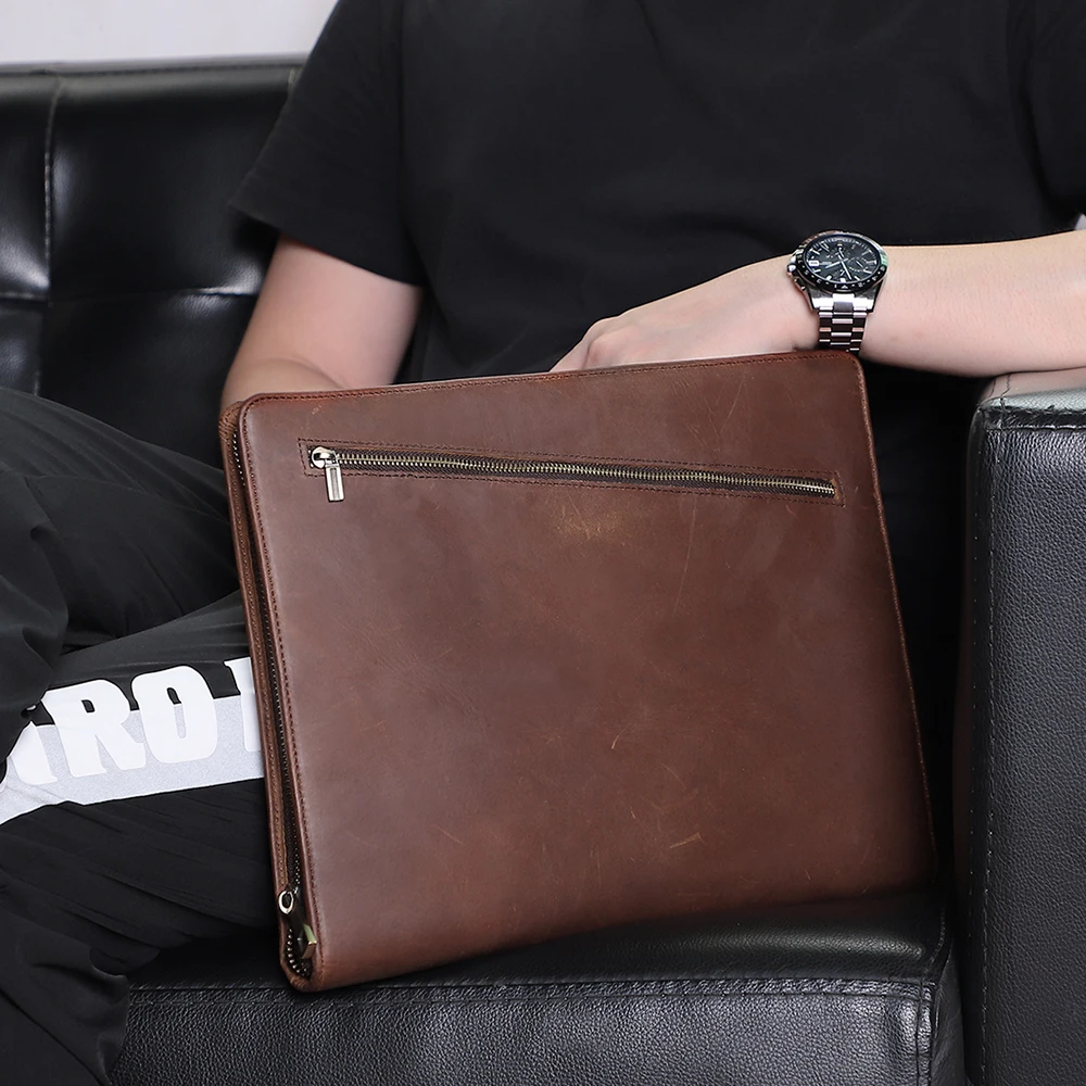 فوليو العمل للرجال والنساء منظم محفظة من الجلد الطبيعي Resume Folio Binder حقائب أعمال للسفر العتيقة