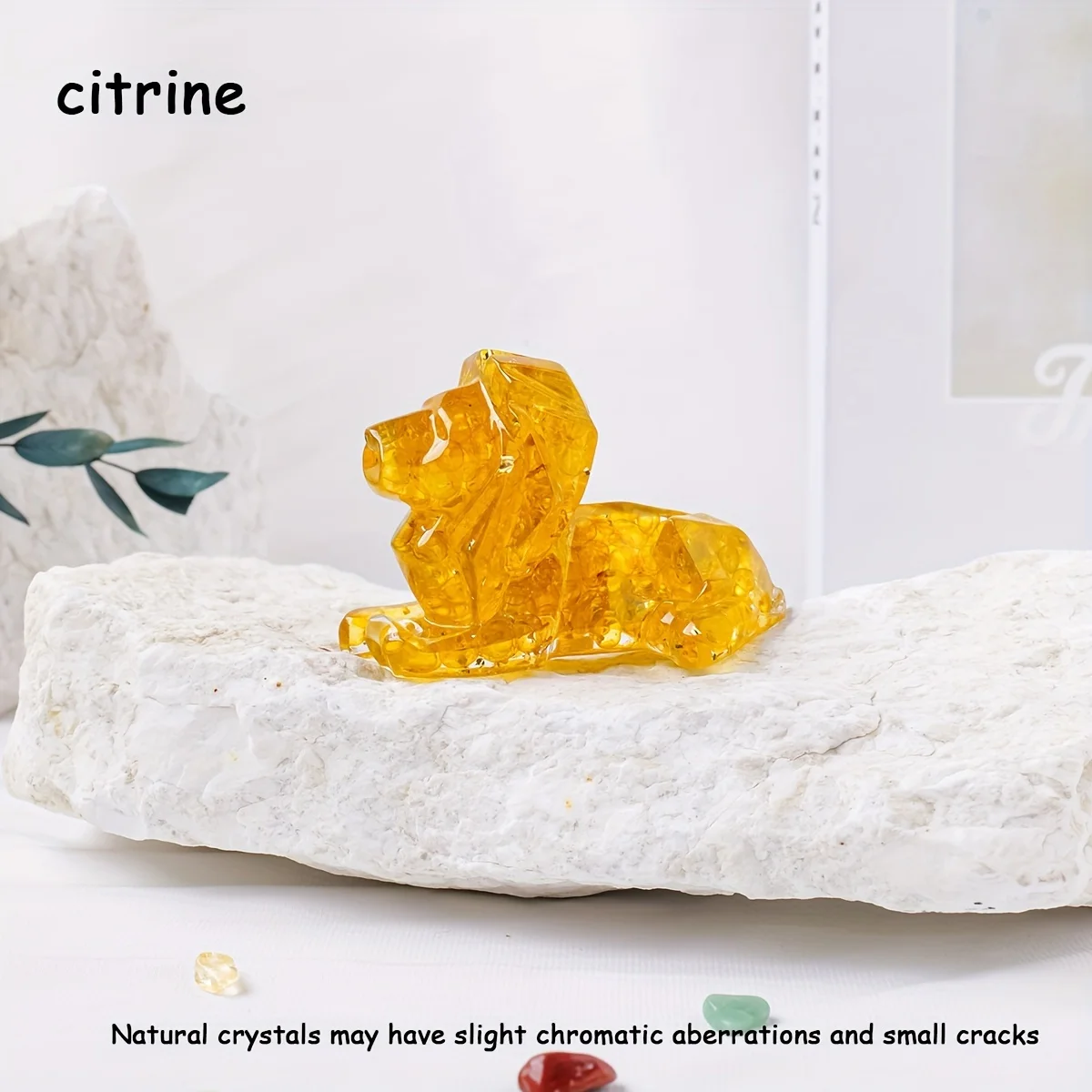 Resin Lion Carving Nature Crystal Chips Unique Gift For Halloween Christmas Home Office Garden Decortaion Cute Lion Ornament