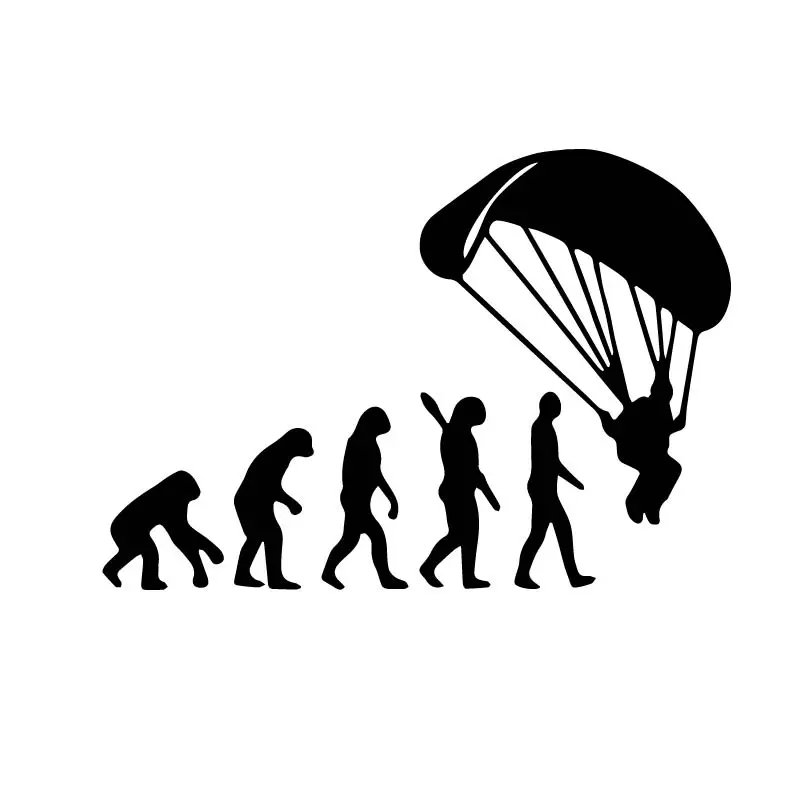 Creative Human Evolution Car Sticker Stylish Car Cover Scratch Decals  Paraglider Black/Silver,18cm*13cm