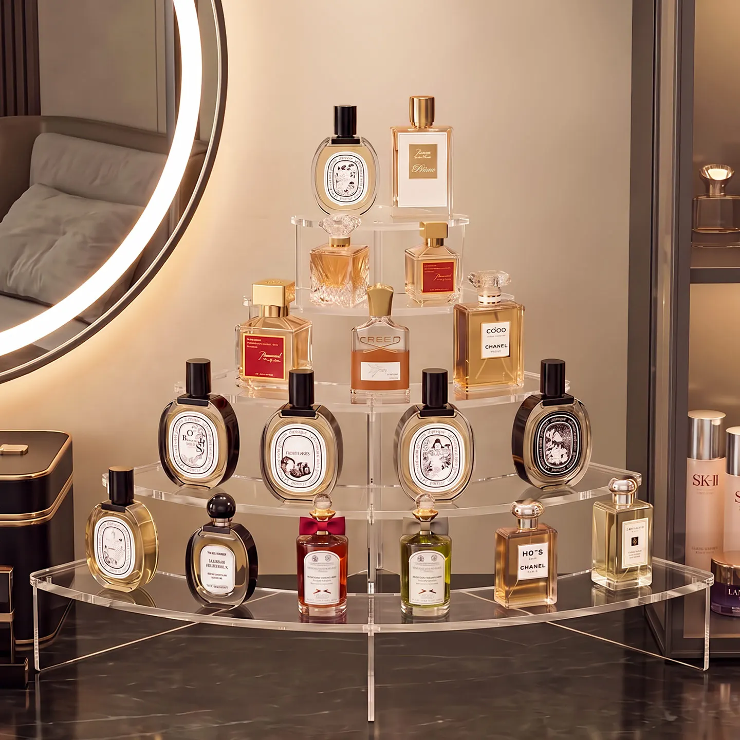 Acrylic Step Display Stand Clear Multi-Layer Corner Storage Rack Perfume Organizer Figure Blind Box Makeup Display Shelf