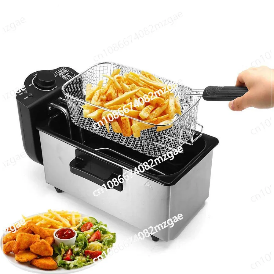 

Temperature Control 3.0L Stainless Steel Fryer Household Large Capacity French Fries Electric Fryer with Frying Net