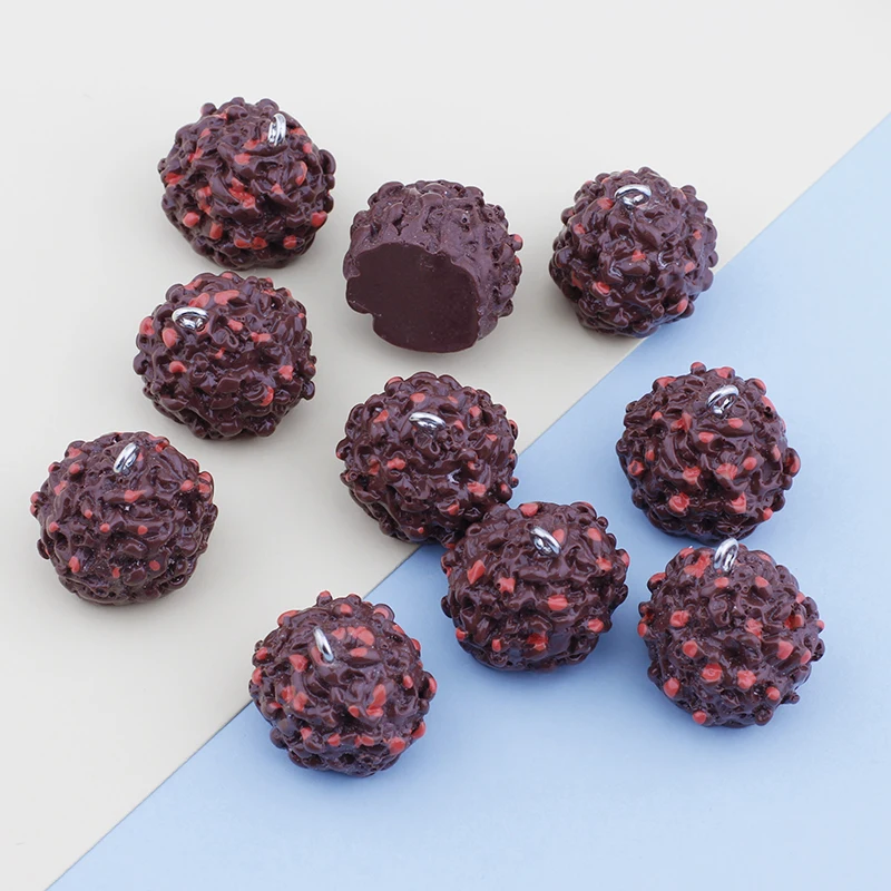 6Pcs Chocolate Ball Food Charms Kawaii Resin Pendant Charms for Earring Bracelet Keychain Diy Kid Women Jewelry Making Supplies image 4