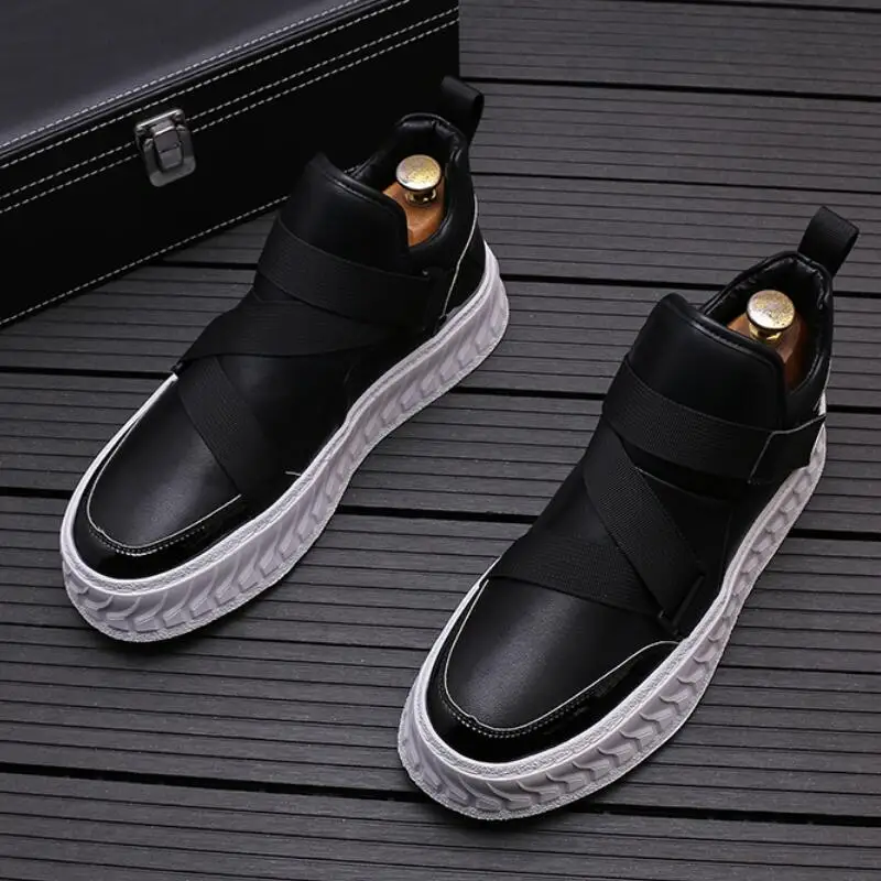 High top shoes men\'s spring burst small white shoes Korean version of fashion sports casual board shoes soft soled boots A6