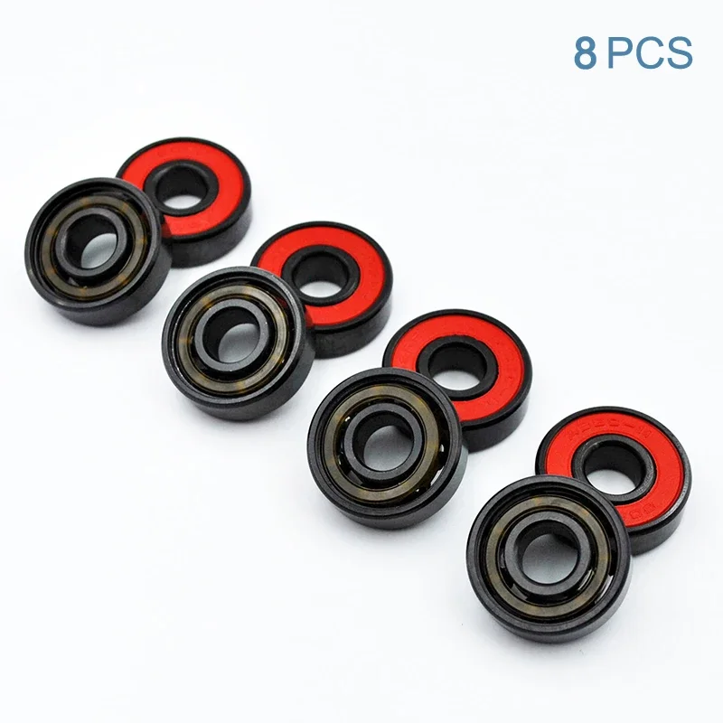 8pcs 608 2RS Hybrid Black Ceramic Ball Bearing 8*22*7mm ABEC-11 High Speed Roller Skate Skateboard Wheel Miniature Bearings