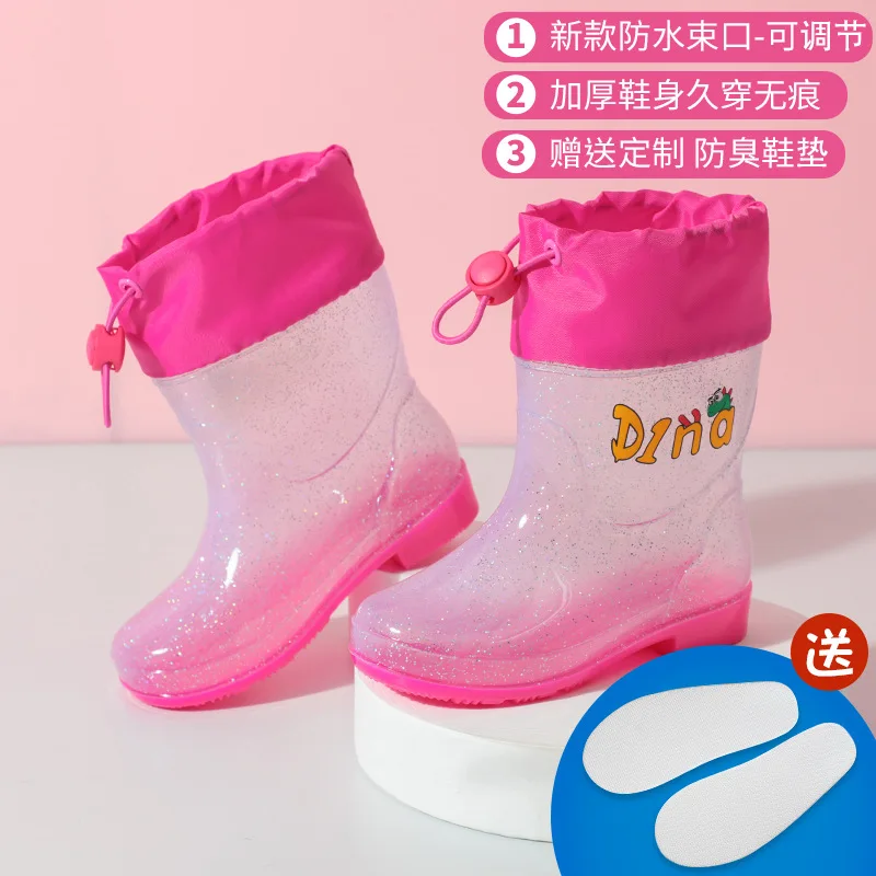 Rain Boots Kids Boy Waterproof Light and Handy Toddler Water Shoes for Girls Children Yellow Rain Boots