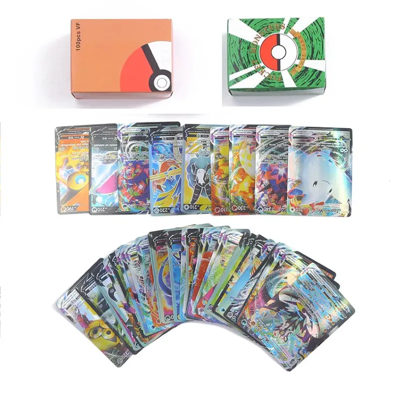 100PCS Pokemon Cards Kawaii English Pikachu Game Collector Laser Flashcards French Children\'s Party Games Playing Cards Kid Toys