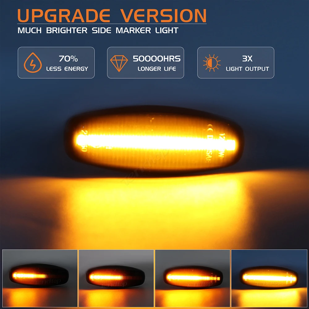 Led  Smoked Lens Amber Fender Side Marker Lights Sequential Turn Signal  for Toyota Yaris Vios 2014 -2019