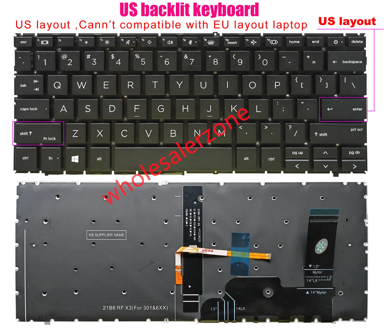 New US Keyboard For HP EliteBook 1040 G9,1040 G10, Elite X360 1040 G9 2-in-1,1040 G10 2-in-1,Zbook Firefly 14 inch G9 Series
