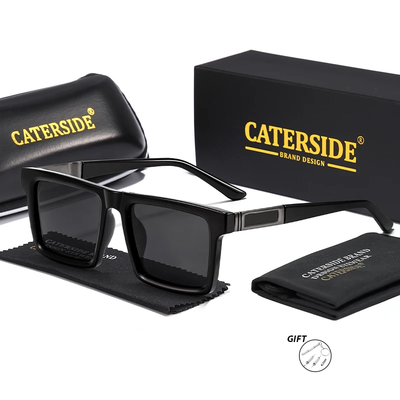 CATERSIDE Klassische quadratische optische Sonnenbrille für Herren, Retro-Design, individuelle Korrektionsbrille, Damen-Outdoor-Reisebrille – Detail 8