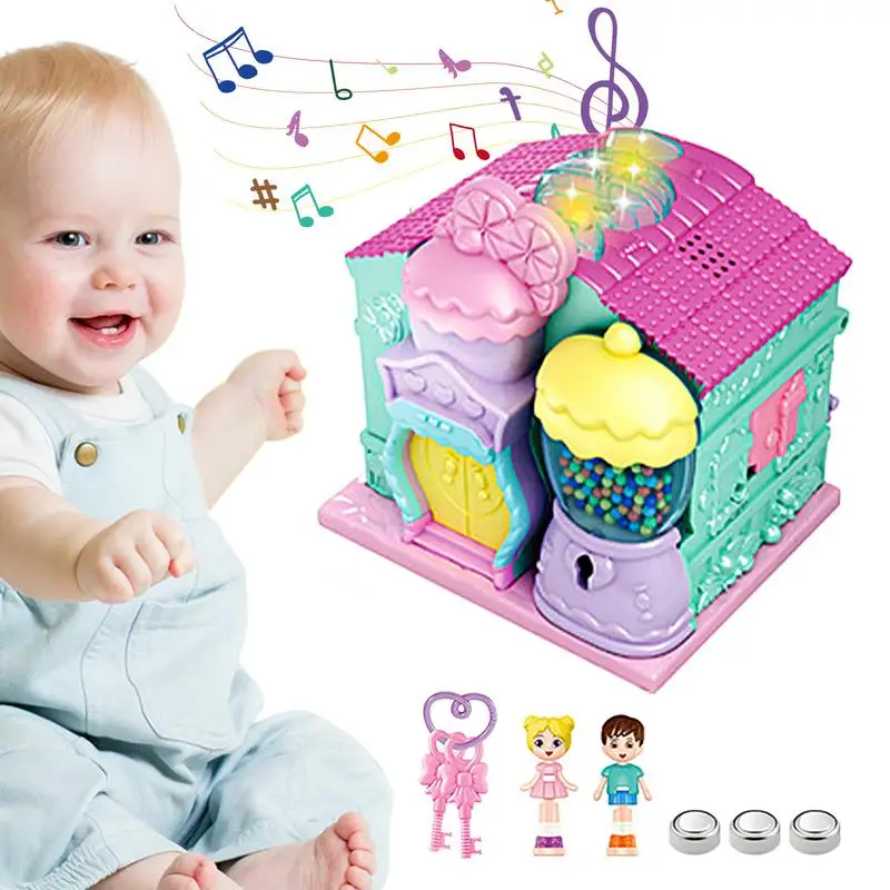 Castle Dollhouse Building Playset Toys Princess mini doll house with LED Light Pretend Play toy Doll Furniture Christmas Gift