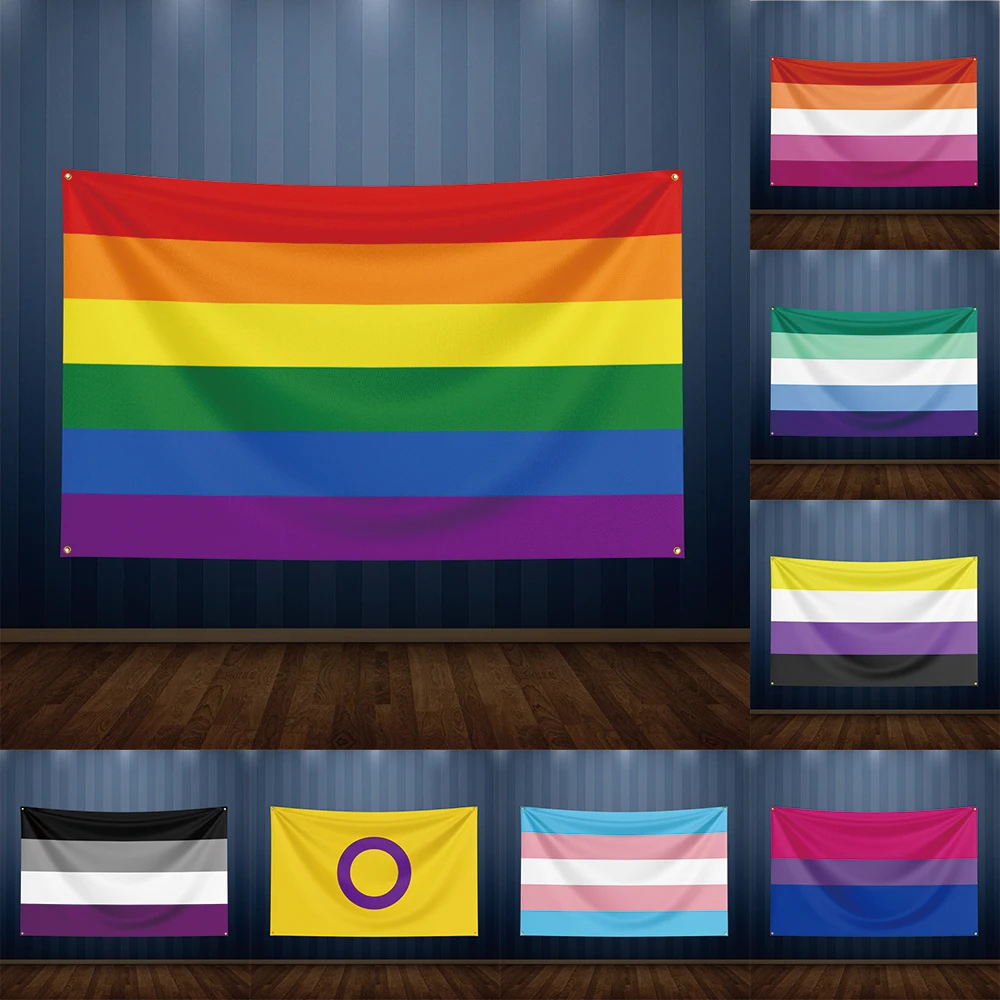 Bandera LGBT Gay Lesbiana Bisexual Intersexual Transgénero Assexual No Binario Demiboy Demigirl Arcoíris