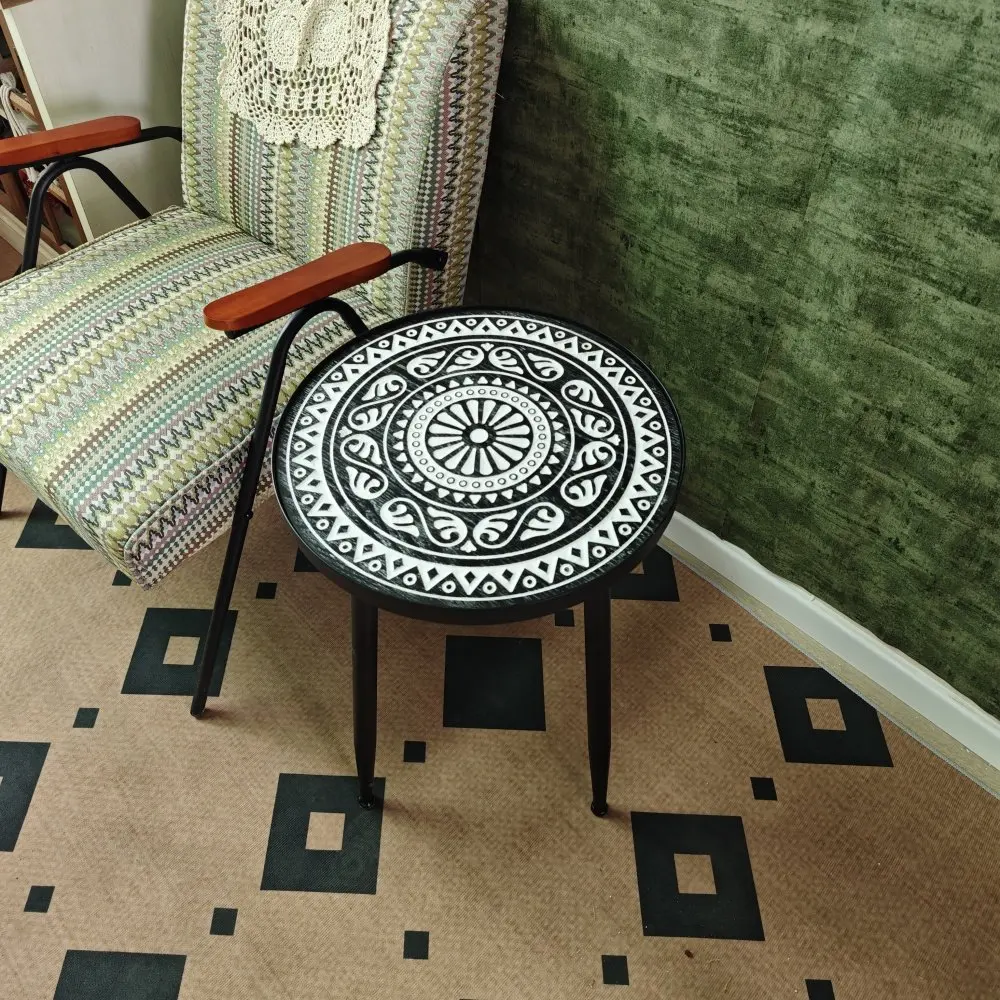European and American country style iron wood retro sofa balcony side table coffee table flower shop bed
