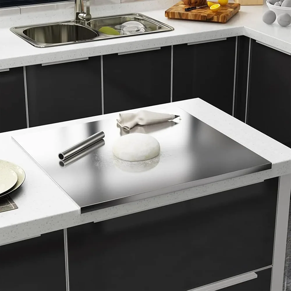 

Heavy Duty Stainless Steel Rolling Board Dual-Sided Anti-Mold Large Chopping Block for Kitchen Home Use