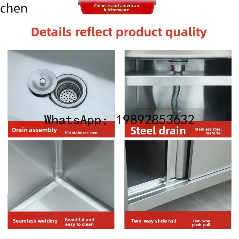 AB  stainless steel sliding door with pool platform sink integrated stove cabinet hotel cabinet