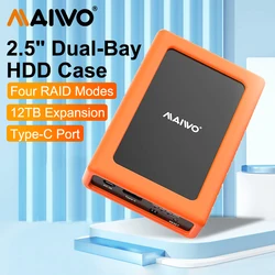 MAIWO Mobile Hard Disk Box RAID Disk Array Dual Bay 2.5'' Solid-state Mechanical Serial Port External Box with Protective Cover