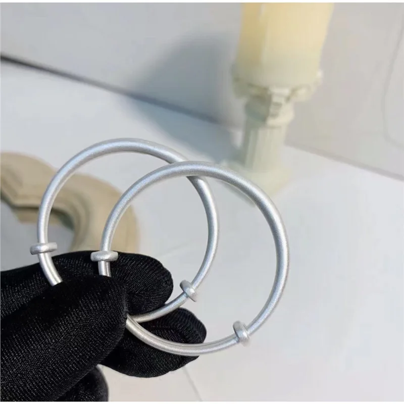 New Bracelet Ancient Method Plain Ring Smooth Solid Push-Pull Silver S999 Bangle