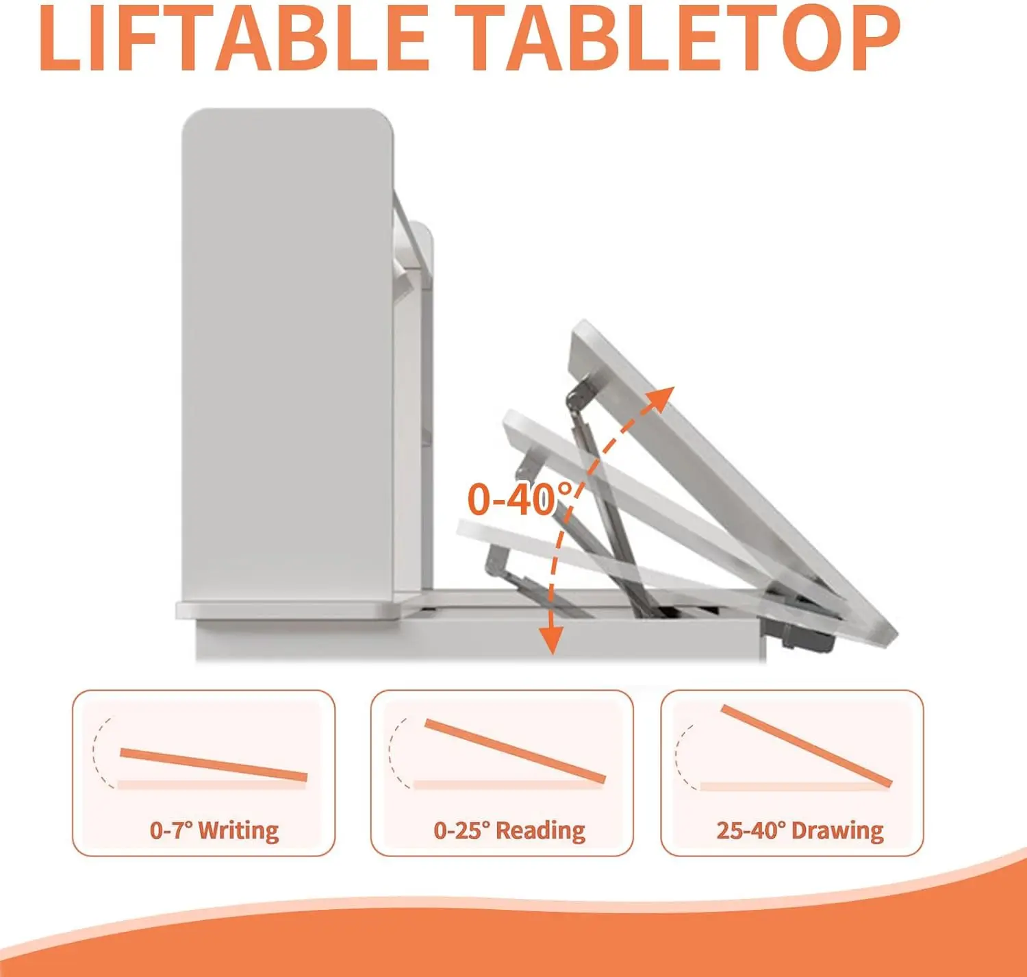 Kids Desk and Chair Set,Kids Study Desk with 3-Color Lights(Not Rechargeable),Tiltable Desktop,Multi Functional Table,Hot Sale