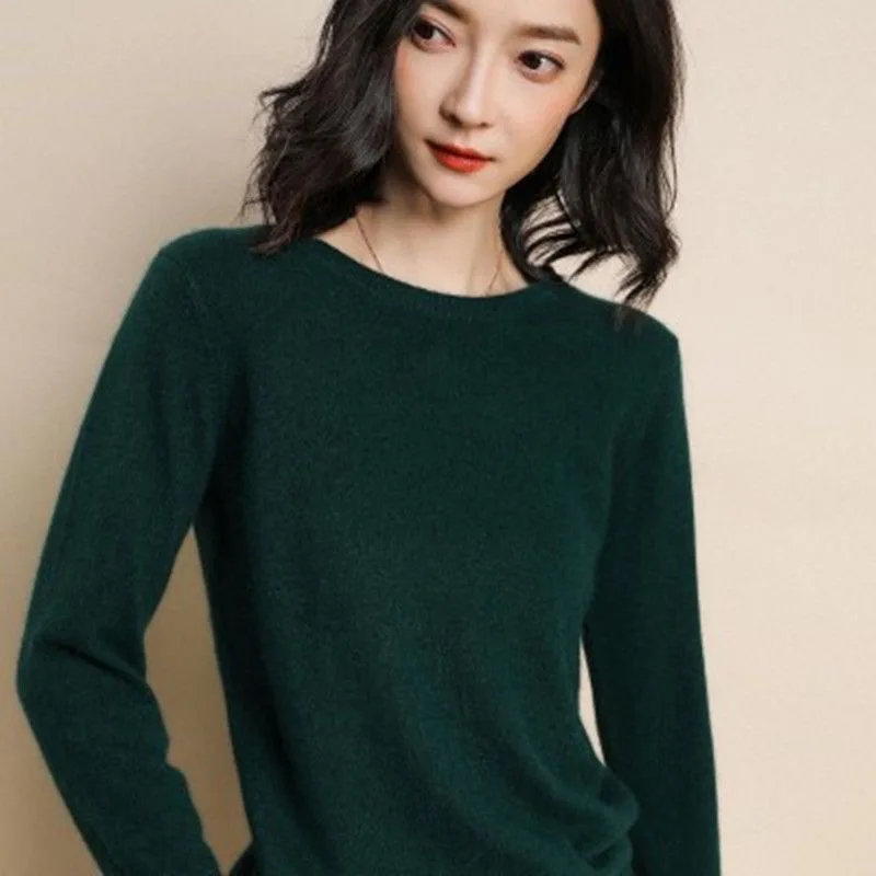 Nowy sweter damski O-neck jesienno-zimowy podstawowy sweter ciepłe swetry na co dzień swetry koreańska moda wiosenna dzianina koszula z wycięciem
