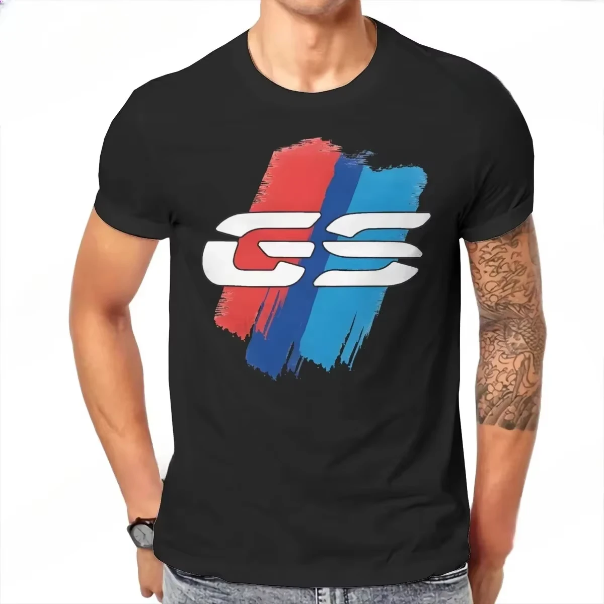 

2025 New GS LIGHT Man's T Shirt GS Grunge Motorcycle BRUSHES O Neck Short Sleeve Cotton Top Quality Birthday Gifts Men Tees