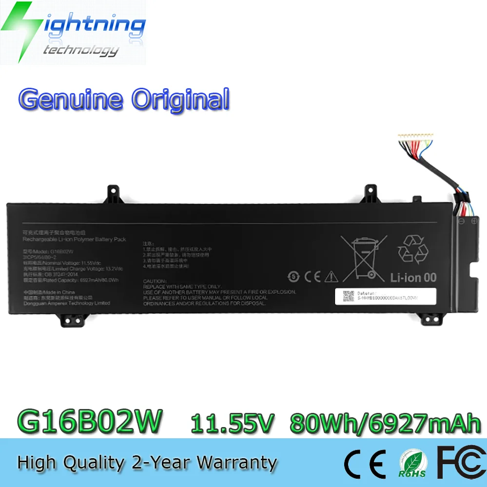 

80Wh 6927mAh G16B02W Original Laptop Battery for Xiaomi Redmi G 2021 RMG2102-AB 3ICP5/64