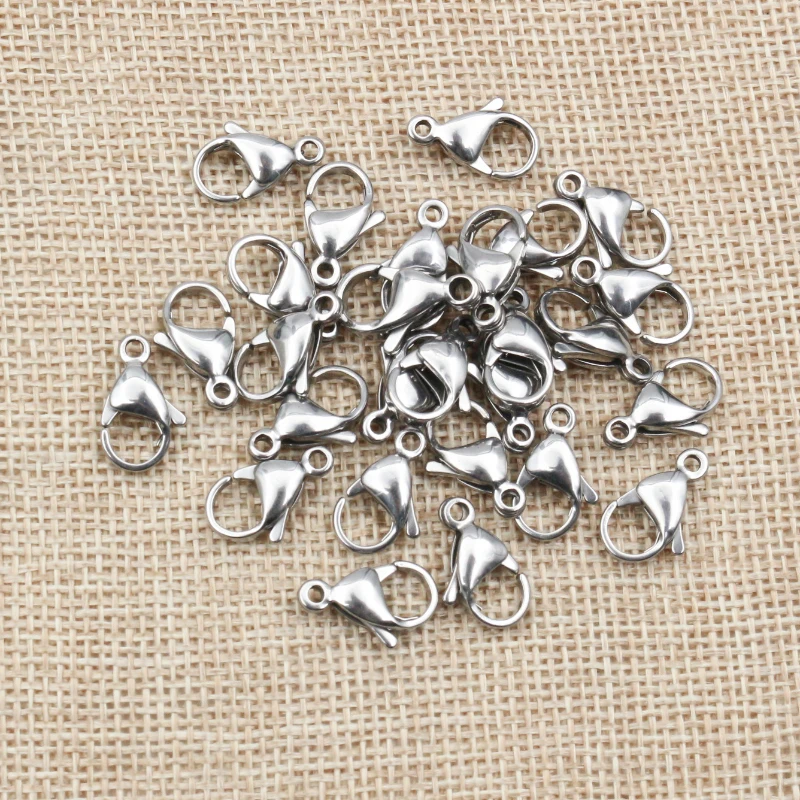 30pcs/lot 10*5mm 12*7mm Stainless Steel Gold Lobster Clasp Hooks for Necklace&Bracelet Chain DIY Fashion Jewelry Findings