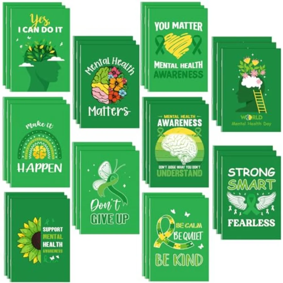

Pcs Mini Mental Health Notepads Small Memo Pad Notepads Bulk Mental Health Awareness Green Ribbon Pocket Notebooks 10 Styles