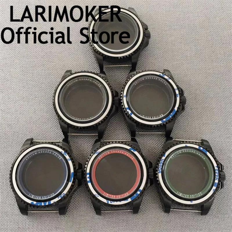 LARIMOKER 43mm silver pvd watch case sapphire glass fit NH34 NH35 ETA2824 2836 Miyota8215 Mingzhu DG2813 3804 PT5000 movement