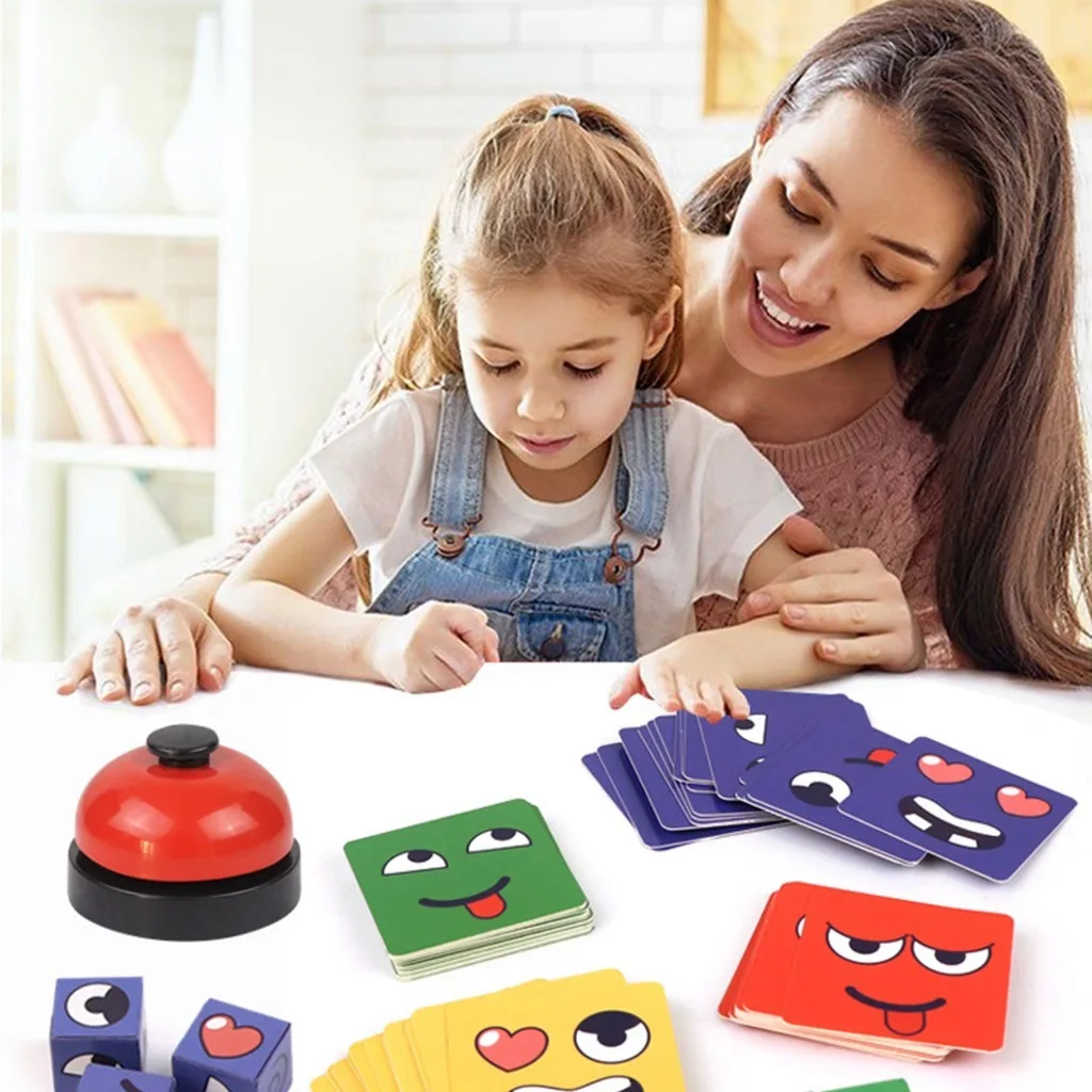 New Children's Facial Expression Changing Puzzle Building Blocks Children's Early Education Montessori Cube Tabletop Game Gifts