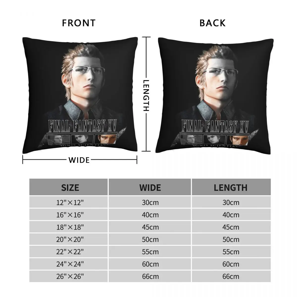 FINAL FANTASY XV Square Pillowcase Polyester Linen Velvet Printed Zip Decor Pillow Case Sofa Seater Cushion Case