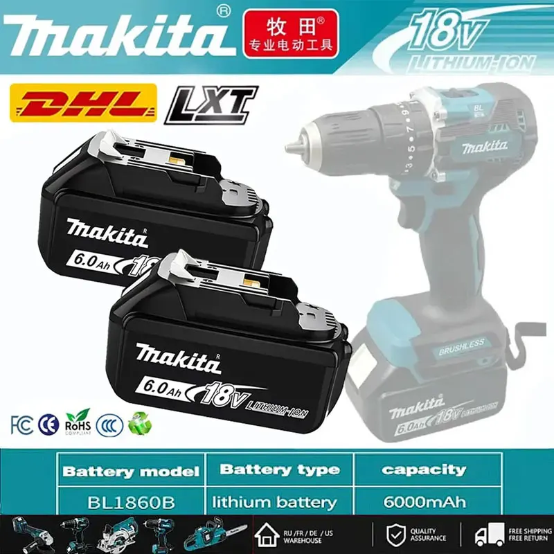 

2.0Ah/6.0Ah Makita 18V Battery BL1820 BL1860 BL1860B Lithium Battery Replacement Suitable for DDF487 Electric Tool Battery