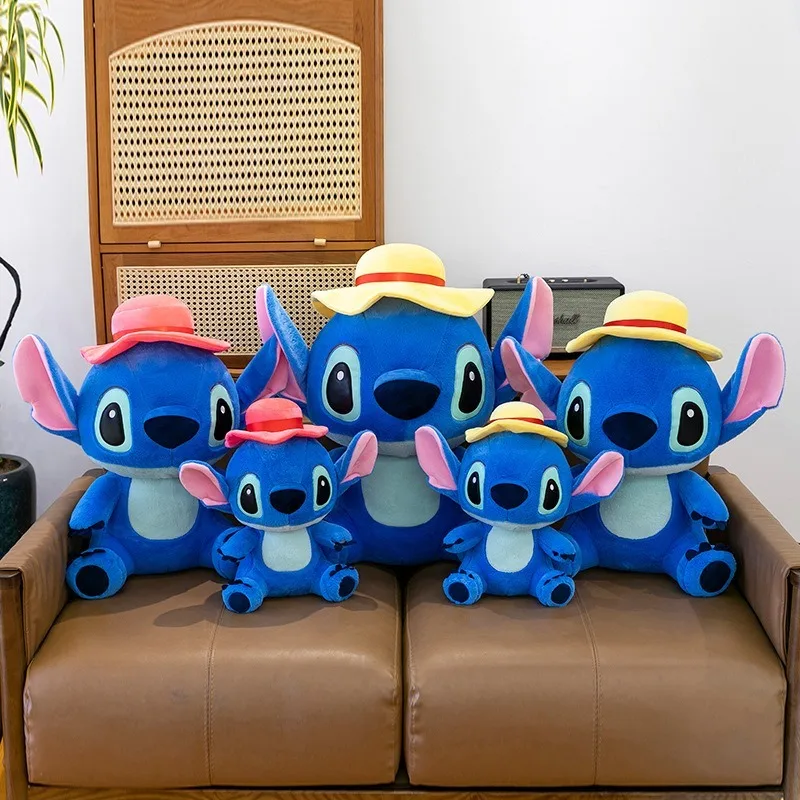 

Disney Kawaii Stich Plush Toy Large Stitch Doll with Hat Filled Stuffed Animal Kids Birthday Gift for Children Cute Amigurumi