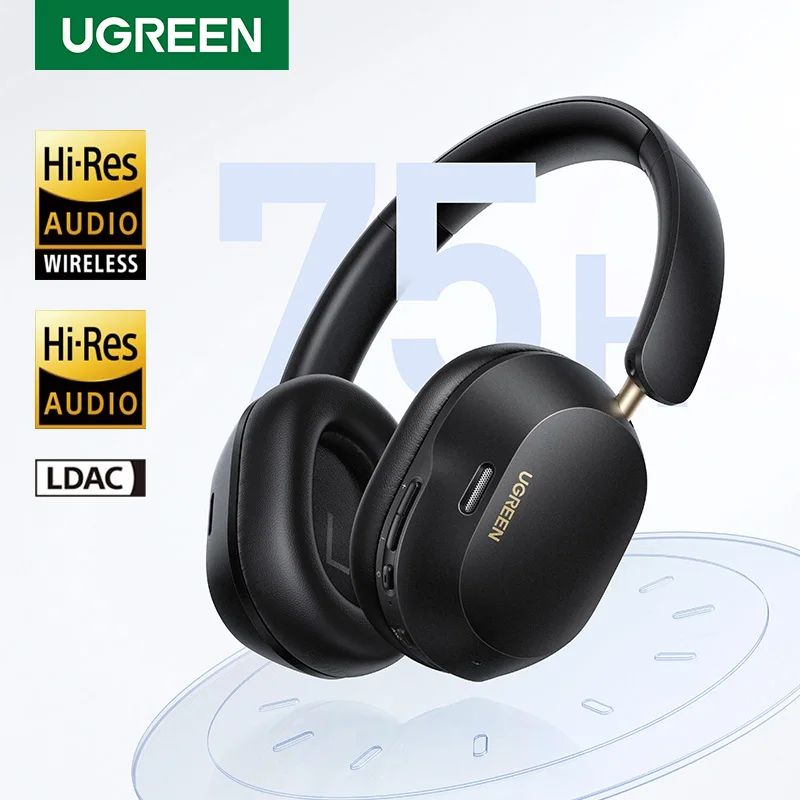 UGREEN Max5c Wireless Bluetooth Headphones 43dB Hybrid Active Noise Cancellation Hi-Res LDAC 75H Spatial Audio Earbuds Headset