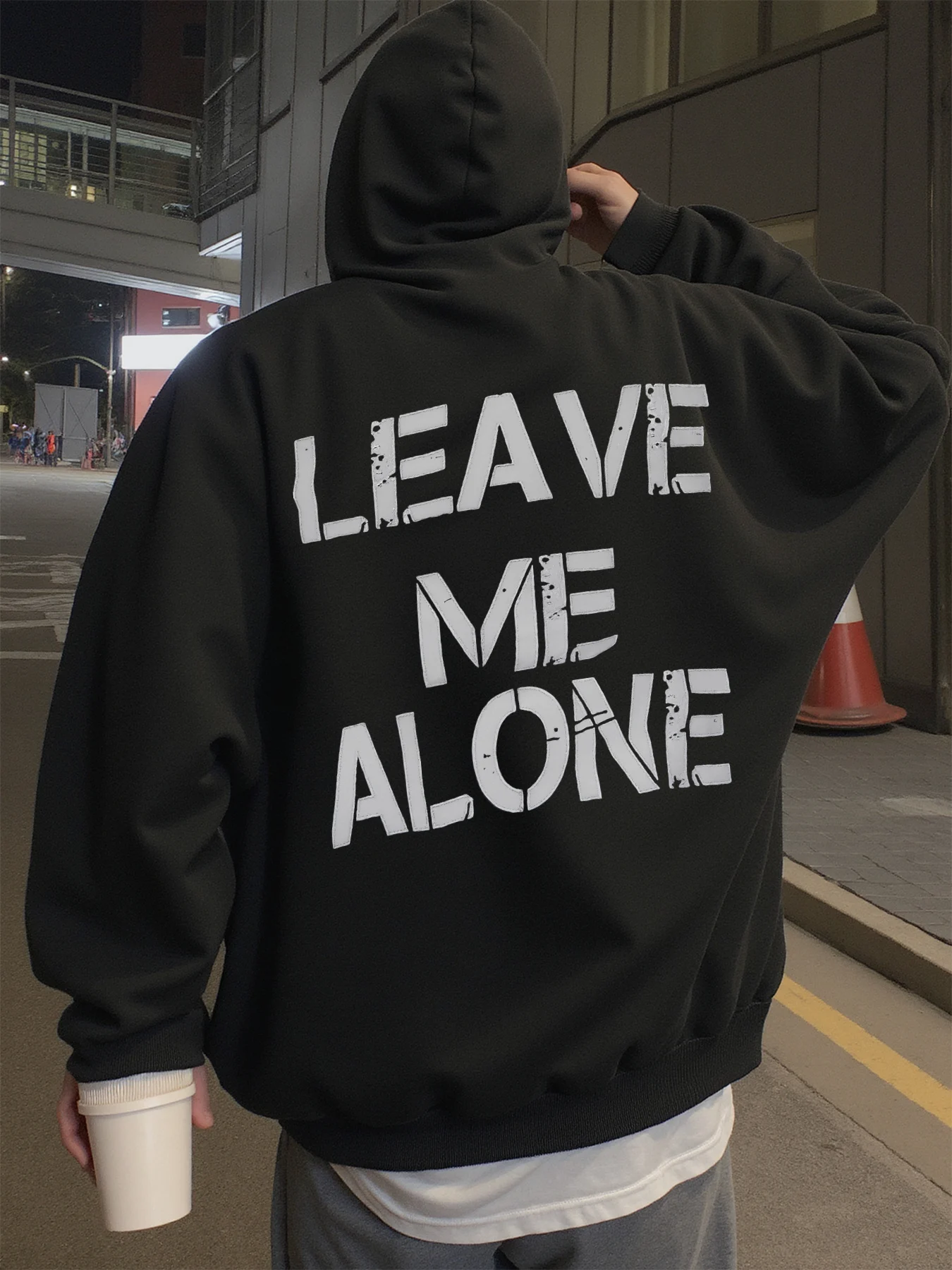 هوديي للرجال ملابس الشارع اتركني وحدي طباعة جرافيك هوديس الرجال يرتدين في الربيع والخريف والشتاء البلوز #1