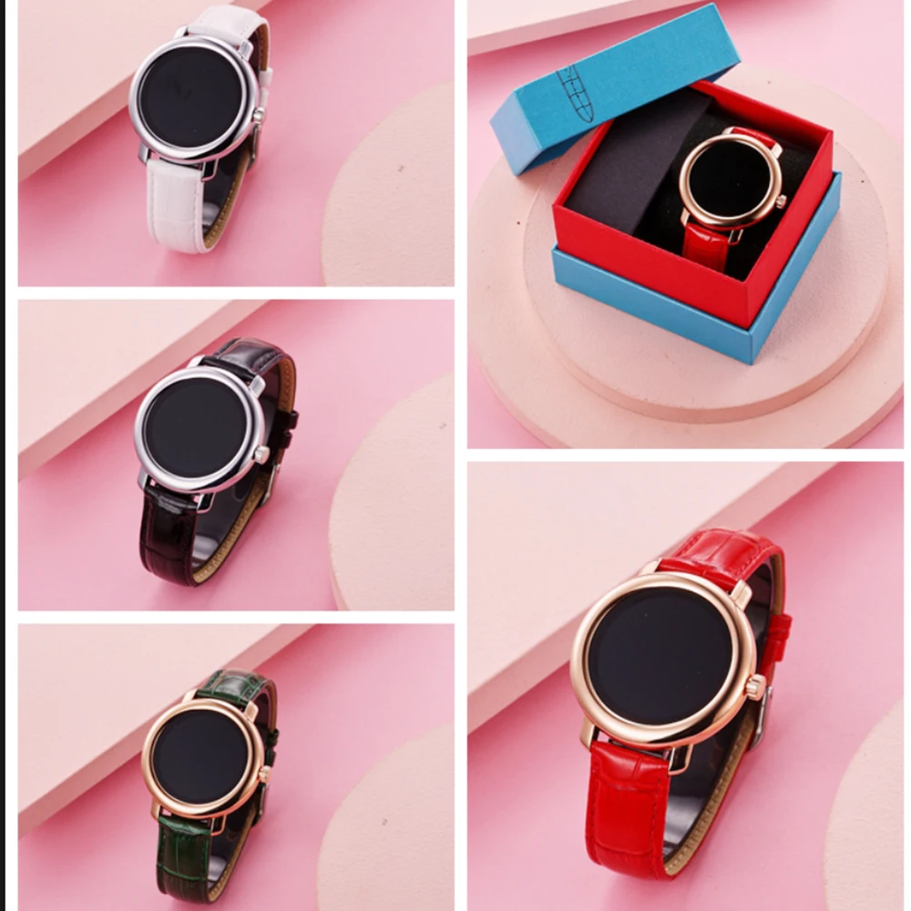 สมาร์ทวอทช์กันน้ำสำหรับผู้หญิงมีสมาร์ทวอท์ชใหม่ควบคุมด้วย BT เครื่องวัดความดันโลหิตวัดอัตราการเต้นของหัวใจออกซิเจน