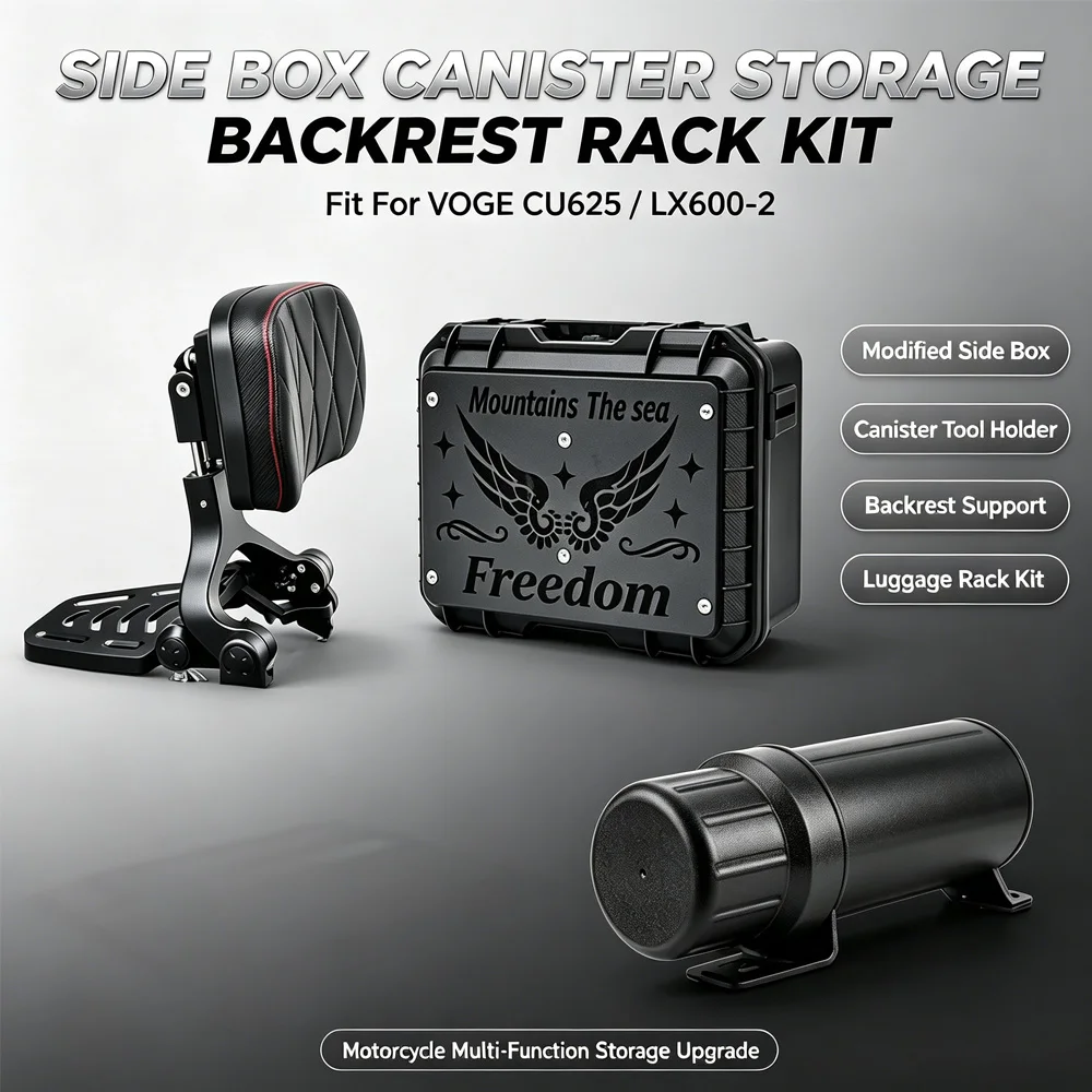 For VOGE CU625 LX600-2 multifunctional storage box backrest luggage rack tactical Cylindrical side box Fit VOGE CU 625 LX 600-2