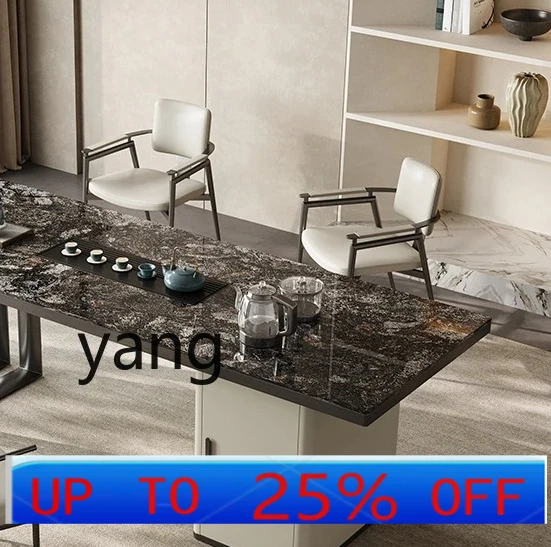 

LMM luxury stone tea table and chair combination modern simple high-end light luxury rock slab tea table