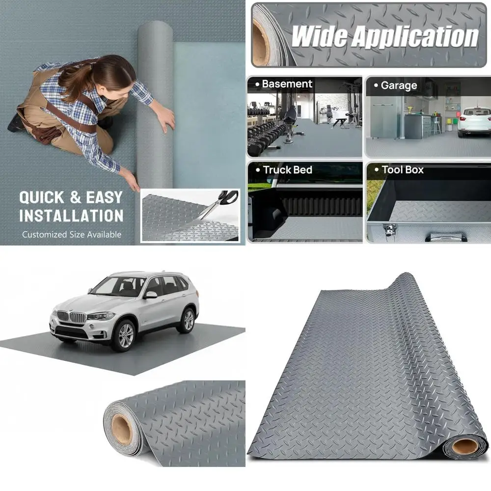 

Утолщенный ПВХ-коврик для пола гаража, сверхпрочный водонепроницаемый противоскользящий защитный коврик для автомобилей, прицепов, внедорожников, подвалов, спортзалов (серый) - 1 фут