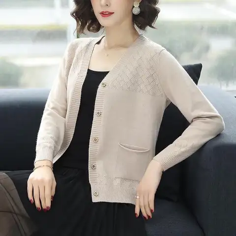 단색 포켓 스레드 얇은 스타일 의상 숄, 심플한 다목적 캐주얼 루즈 여성 니트 셔츠, 가을 겨울 2024
