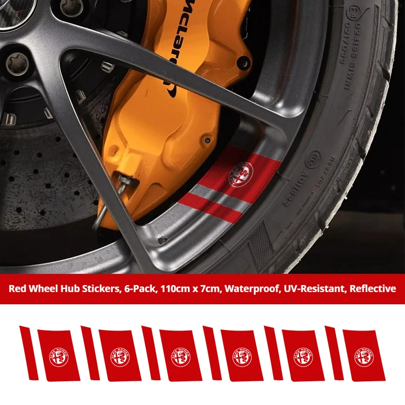 6Pcs Car Wheel Sticker For Alfa Romeo Giulia Stelvio Giulietta 156 159 147 Mito Tonale Brera Auto Accessories