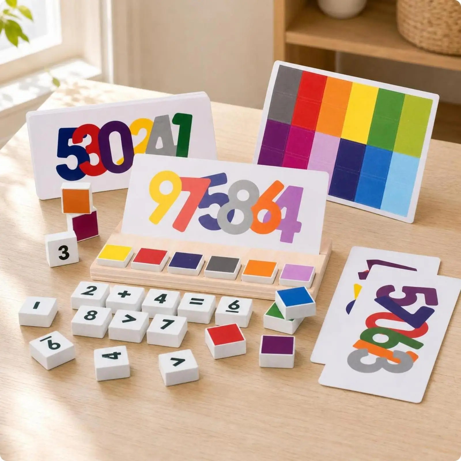 Kids Wooden Learning Puzzle Number Color Sorting Toy for Preschool Math Games and Fine Motor Skills Development