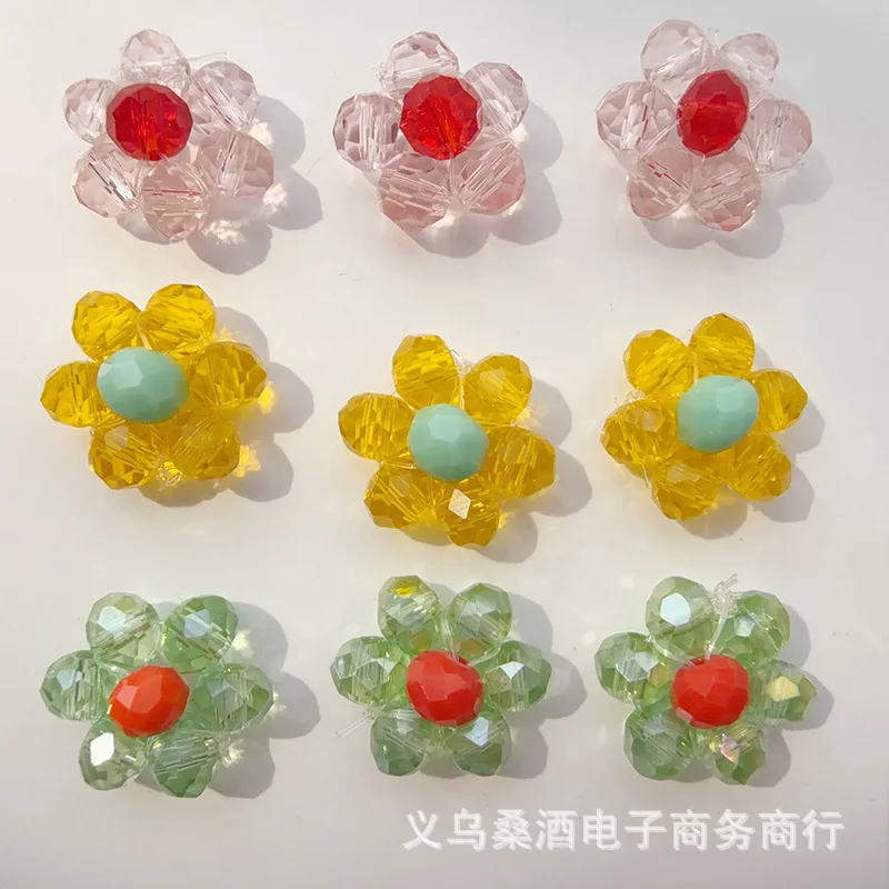 Premium Handmade Fresh Sweet Sunflower Croc Charms Beaded Shoe Flower Cap Decoration DIY Beaded Buckle Material High Quality