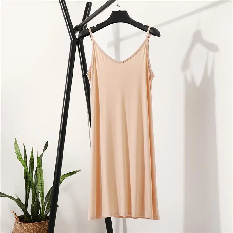 Damska sukienka na ramiączkach, spódnica damska, letnia modalna długa spódnica, halka, sukienka z dekoltem O, spódnica midi, sukienka typu \"vest\".