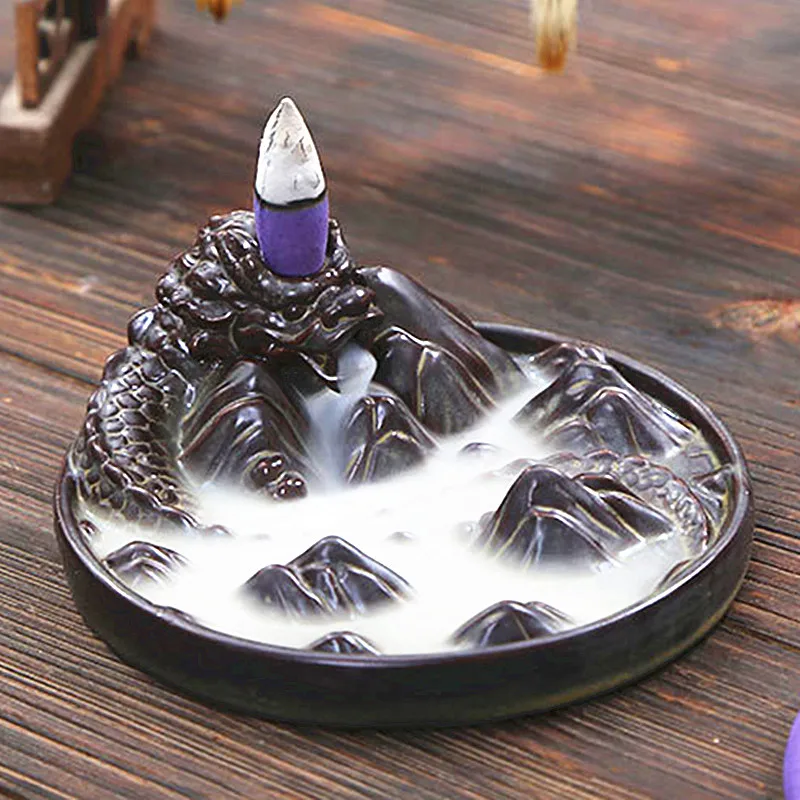 

Ceramic Black Dragon ON Mountains Incense Burner incense Ornaments Home Doctor Beauty Alpine Fog Candle Aroma Incense Burner